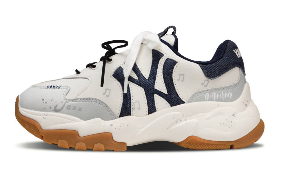 MLB Big Ball Chunky Music Frequency Non slip Lightweight Low top Chunky Sneakers Unisex Steel Blue
