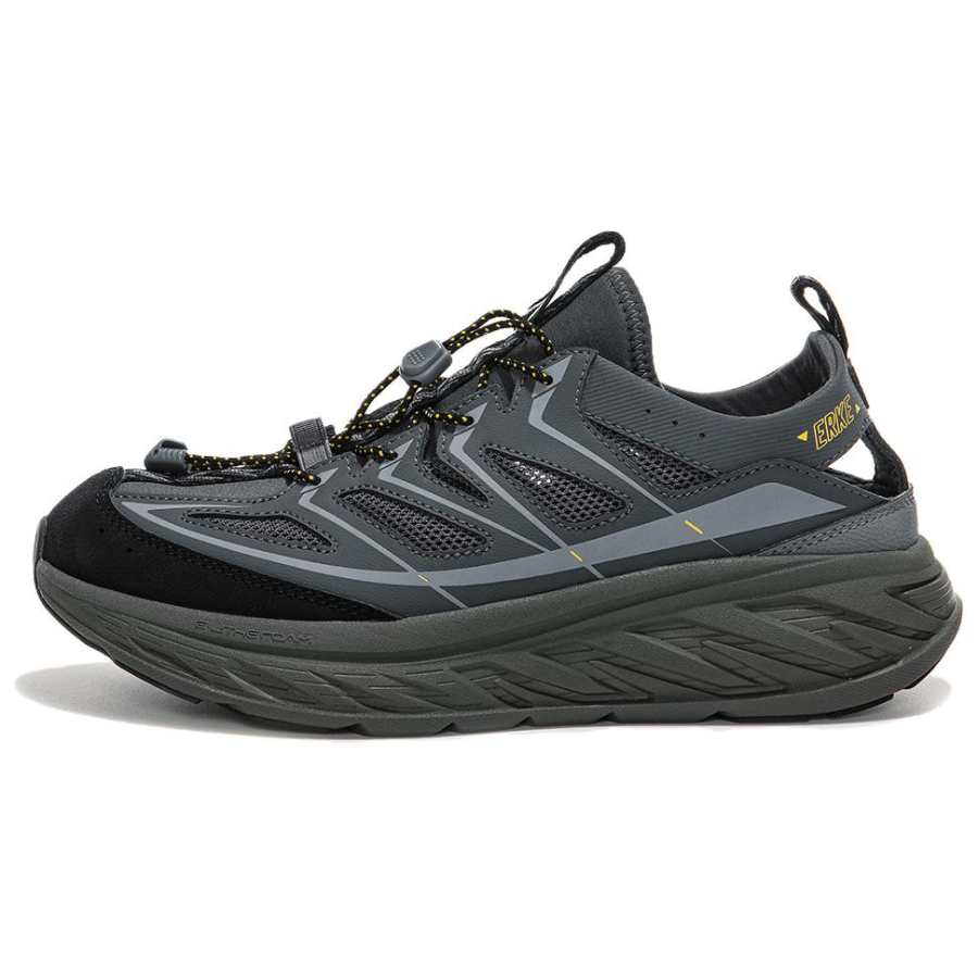 Erke Wear resistant And Lightweight Low top Casual Running Shoes Men's Gray Black