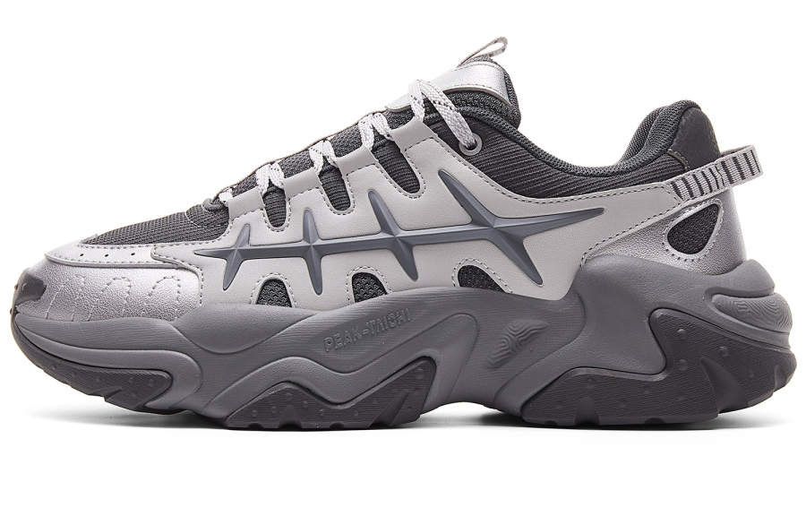 PEAK Cushioning Abrasion Resistant Coverage Height Increasing Low top Running Shoes Men's Silver Dark Gray