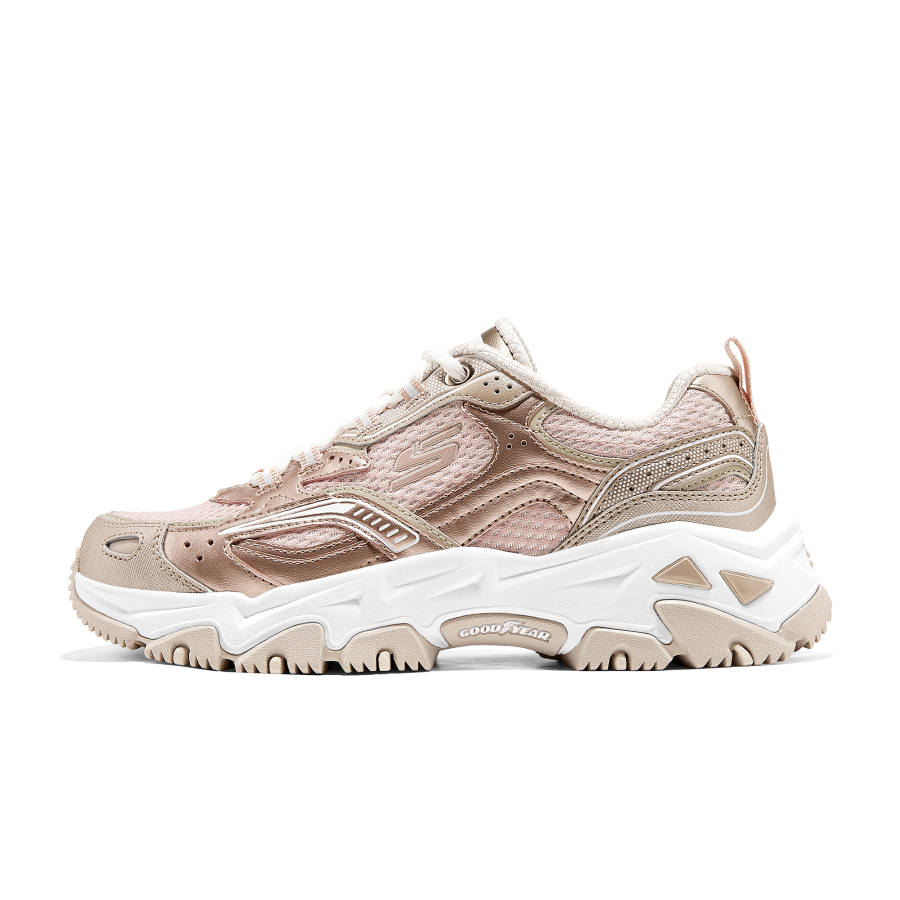 Skechers Abrasion Resistant Breathable Support Height Increasing Low top Outdoor Shoes Women's Rose Gold