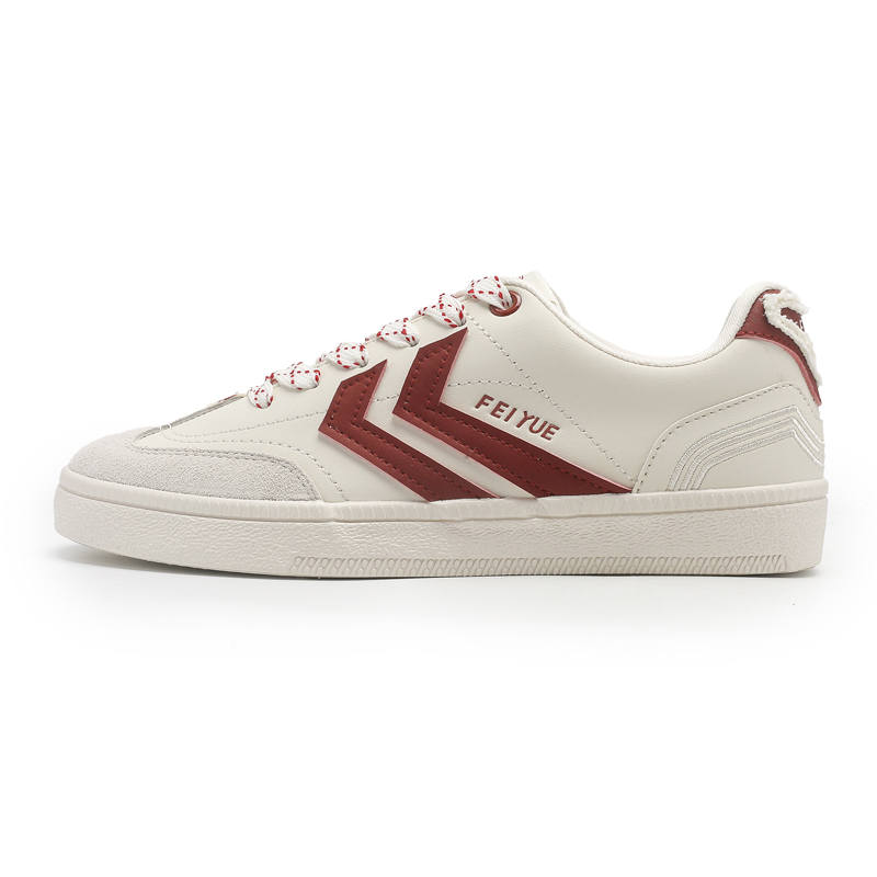 FEIYUE German Army Trainers Wear-resistant And Lightweight Low-top Skateboard Shoes Unisex Beige Red