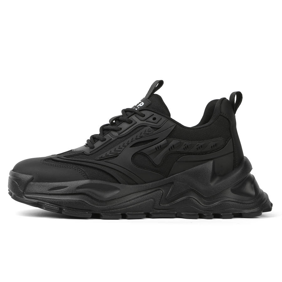 JEEP SPIRIT Abrasion Resistant Breathable Height Increasing Low top Chunky Sneakers Men's Black