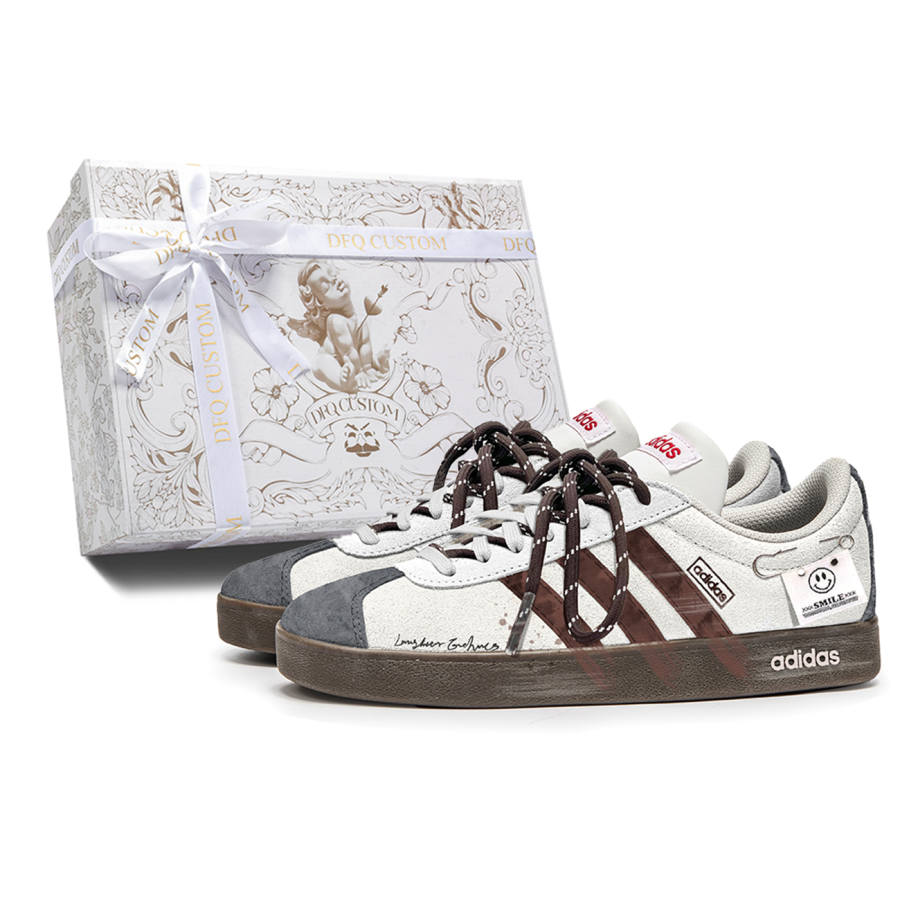 Adidas Adidas VL COURT 2.0 Abrasion Resistant Low top Skateboard Shoes Unisex Gray Brown