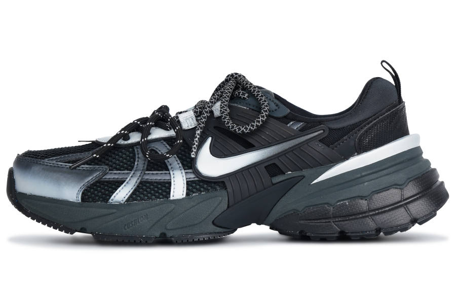 Nike Nike V2K Run Abrasion Resistant Breathable Low top Casual Running Shoes Men's Black Silver