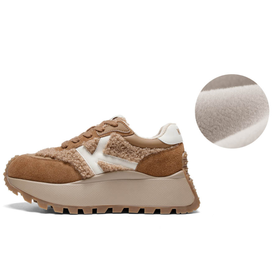 Kappa Slip Resistant, Abrasion Resistant, Breathable, Lightweight Coverage Low top Chunky Sneakers Women's Stag Brown