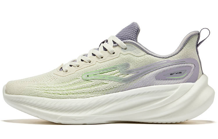 Erke Cushioning Abrasion Resistant Breathable Low top Running Shoes Women's Ivory White Misty Purple