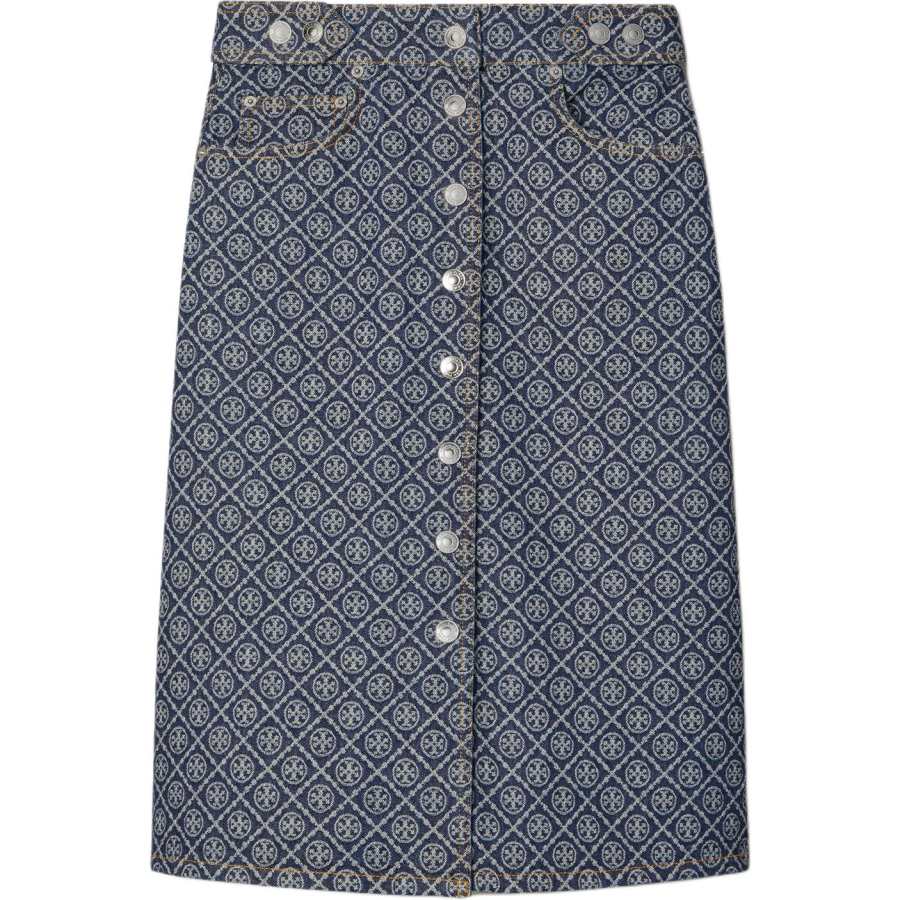 TORY BURCH T Monogram SS26 Denim Long Skirt Women's