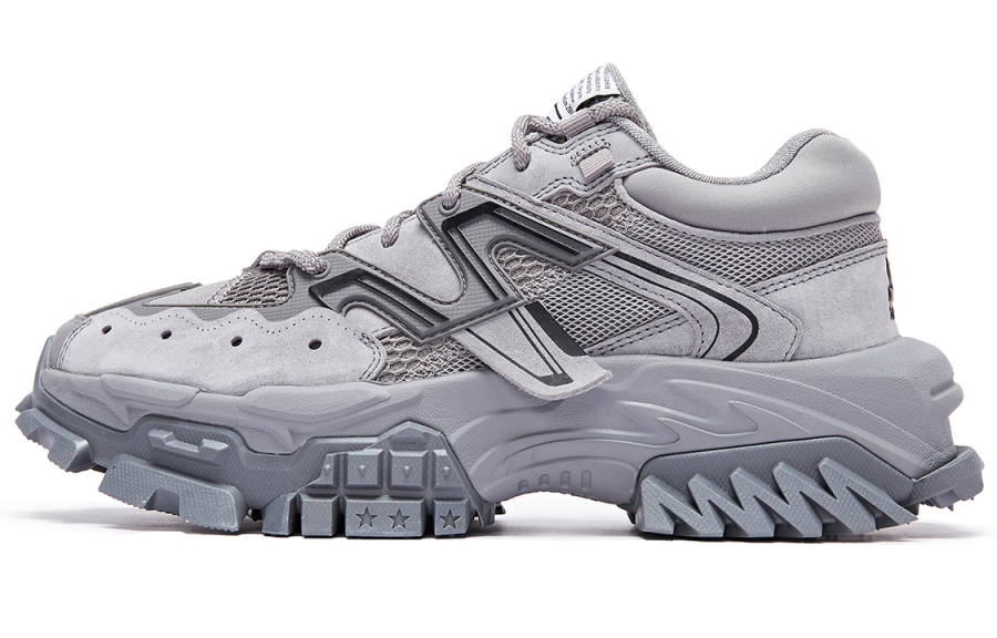 STARTER STARTER Mesh, Leather Slip Resistant Abrasion Resistant Low top Chunky Sneakers Men's Gray