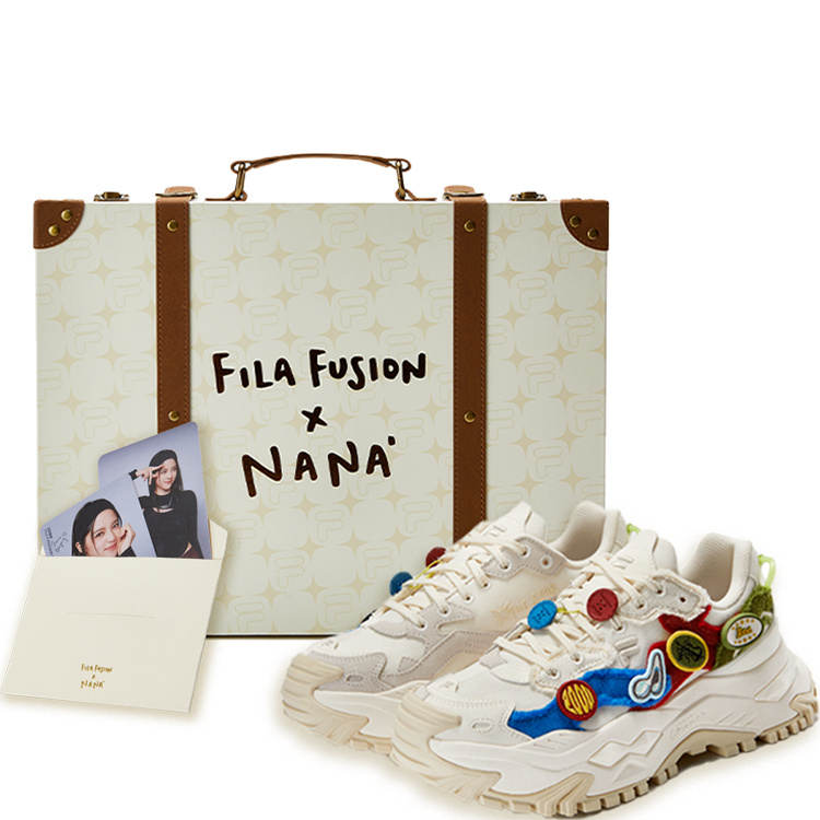 FILA FUSION Slip Resistant Low top Chunky Sneakers Women's Milk White Box
