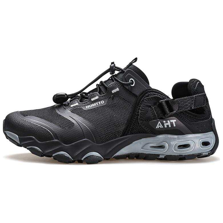 HUMTTO Comfortable Slip Resistant Slip Resistant Outdoor Shoes Men's Black Gray