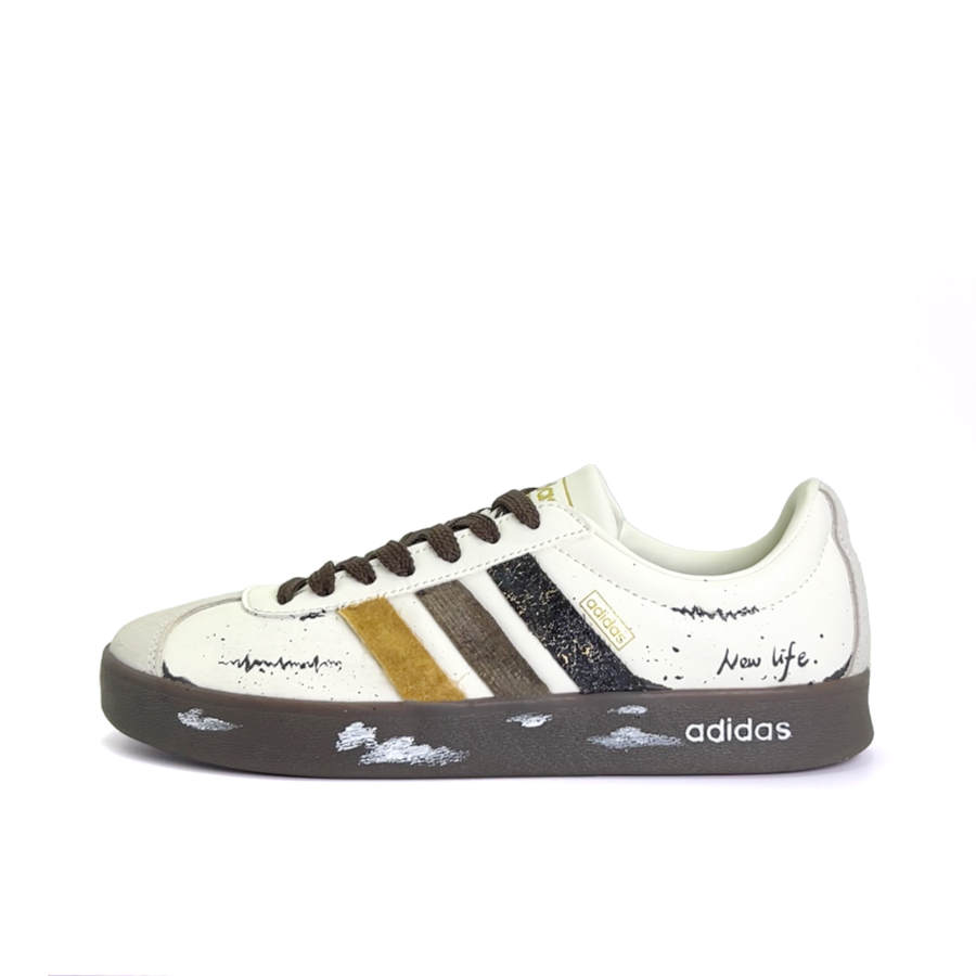 Adidas Adidas VL COURT 2.0 Classic Rebirth Abrasion Resistant Low top German Army Trainers Unisex Black White Gold