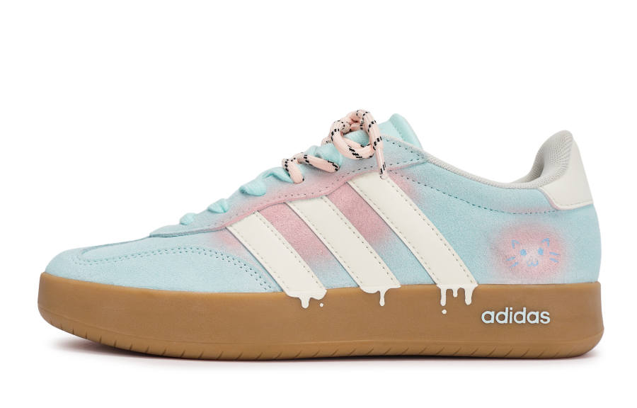 Adidas Adidas BARREDA REGO Hot Dog, Cat And Puppy Abrasion Resistant Low top Skateboard Shoes Unisex Blue White Pink