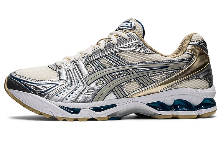 ASICS Gel Kayano 14 Mesh, Leather Cushioning Low top Casual Running Shoes Unisex Milk Tea Brown Silver