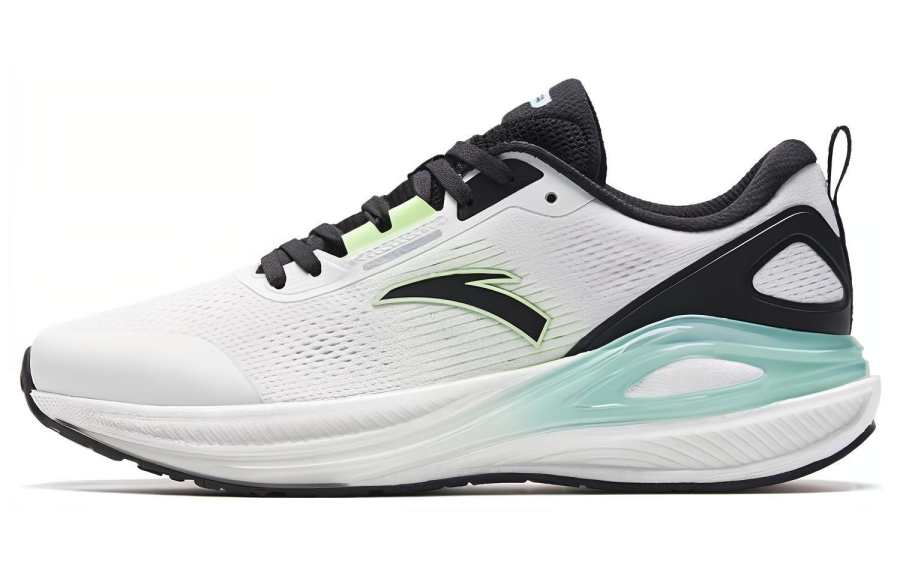 Anta C100 Abrasion Resistant Low top Running Shoes Men's Black And White Cyan