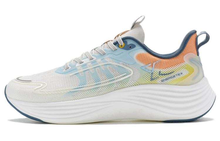 XTEP Comfortable Cushioning Slip Resistant Low top Running Shoes Men's White Blue Orange
