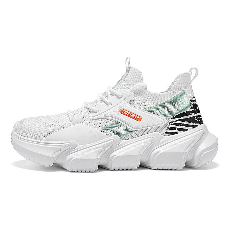 DEERWAY Fashion Trend Slip Resistant, Abrasion Resistant, Height Increasing Low top Chunky Sneakers Men's White
