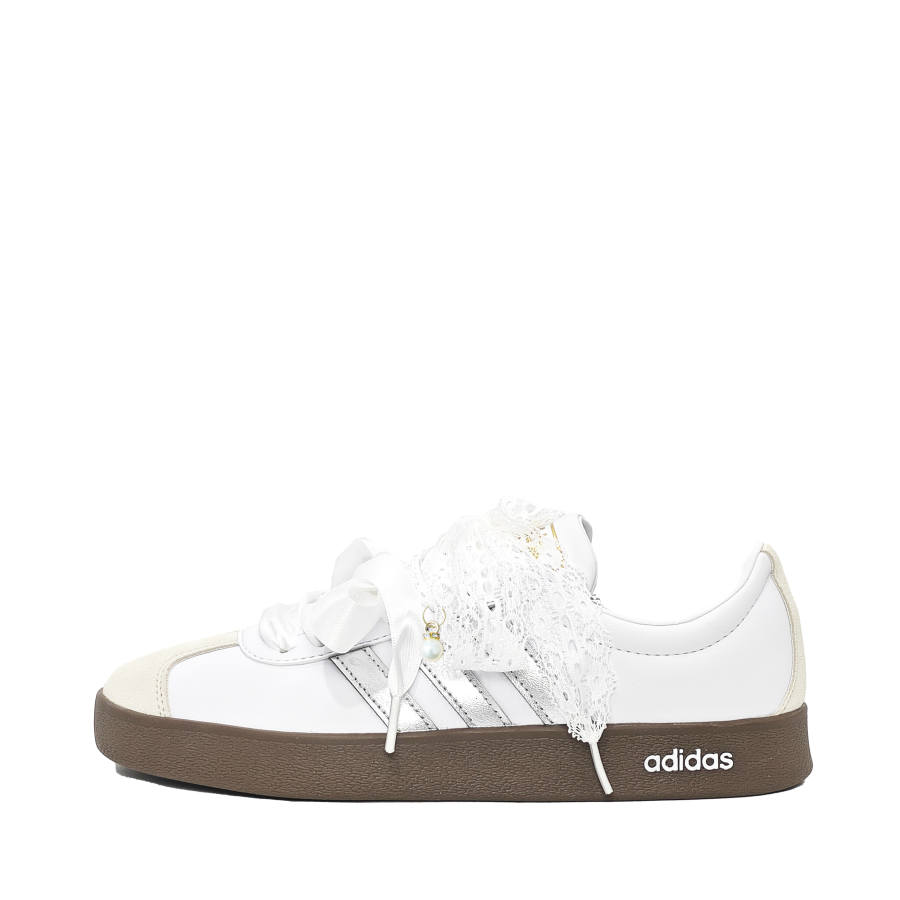 Adidas Adidas VL COURT 2.0 Lurex Lace Low top Skateboard Shoes Unisex White Silver