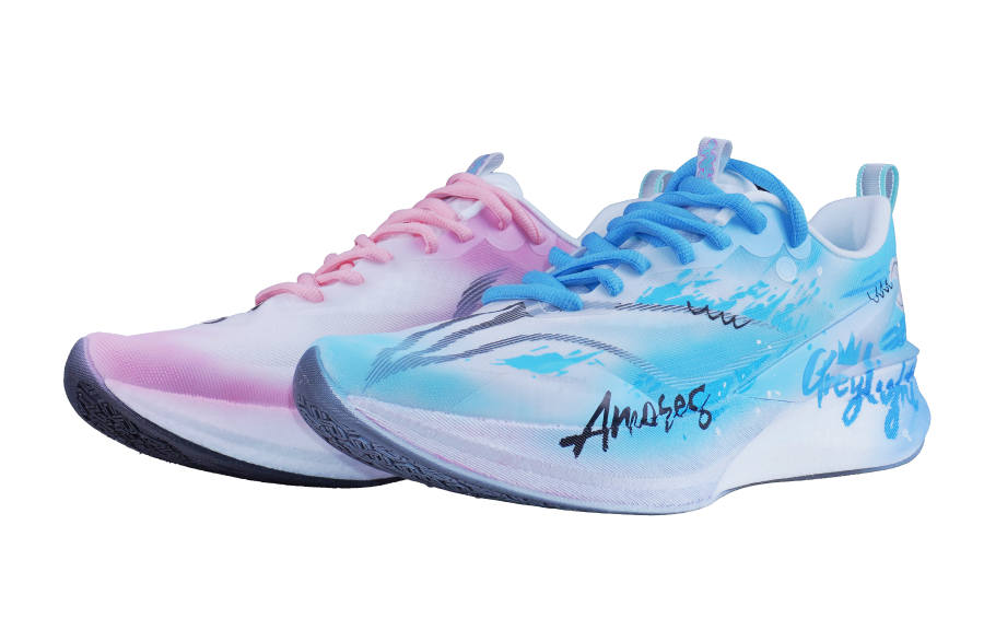 Li-Ning Li Ning Red Hare 8PRO Cushioning Slip Resistant Abrasion Resistant Low top Running Shoes Men's Mismatched Blue Pink