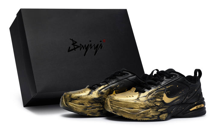 Nike Nike Air Monarch 4 811 Manufacturing, Gilded Radiance, Special Shoe Box Pu Low top Chunky Sneakers Unisex Black Gold