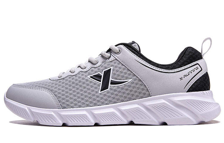 XTEP Textile, Synthetic Leather Breathable And Lightweight Low top Running Shoes Men's Gray Black