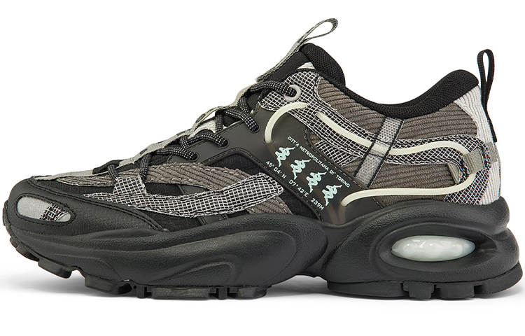 Kappa Textile, Synthetic Leather, TPU Coverage Low top Chunky Sneakers Unisex Black
