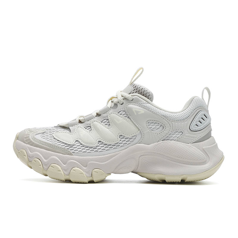 FILA TRUFFLE Textile, Synthetic Leather Height Increasing Low top Chunky Sneakers Women's White Gray