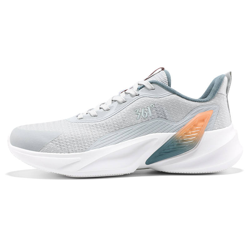 361° Cushioning Slip Resistant Abrasion Resistant Low top Casual Sprint Running Shoes Men's Gray White