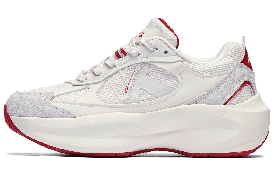 Kappa Abrasion Resistant Slip Resistant Low top Chunky Sneakers Unisex Winter White/Cherry Red