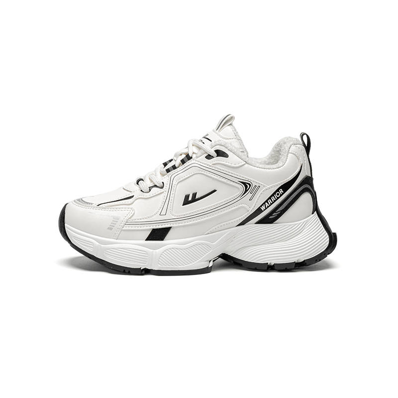 Warrior Abrasion Resistant Height Increasing Thermal Low top Chunky Sneakers Women's White Black