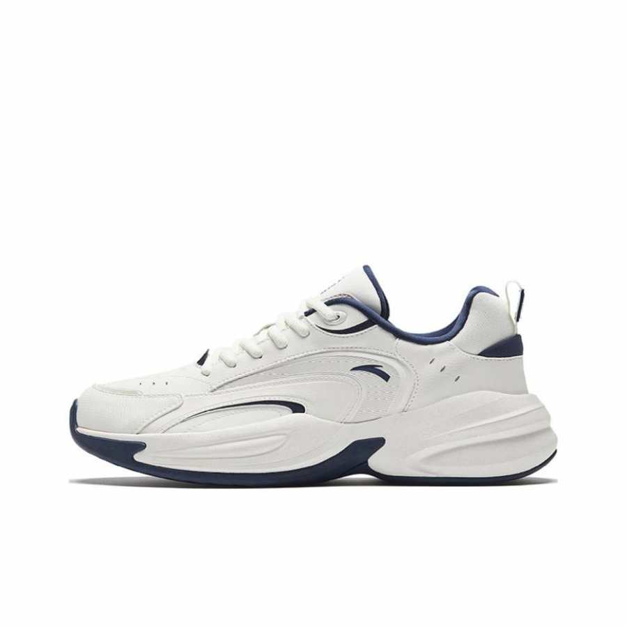 Anta ACE Slip Resistant, Abrasion Resistant, Lightweight Low top Chunky Sneakers Men's White Dark Blue