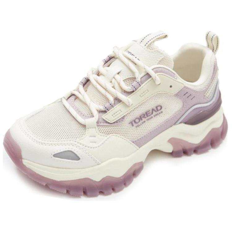TOREAD Cushioning Abrasion Resistant Cushioning, Wear Resistant Low top Running Shoes Women's Beige White Pink