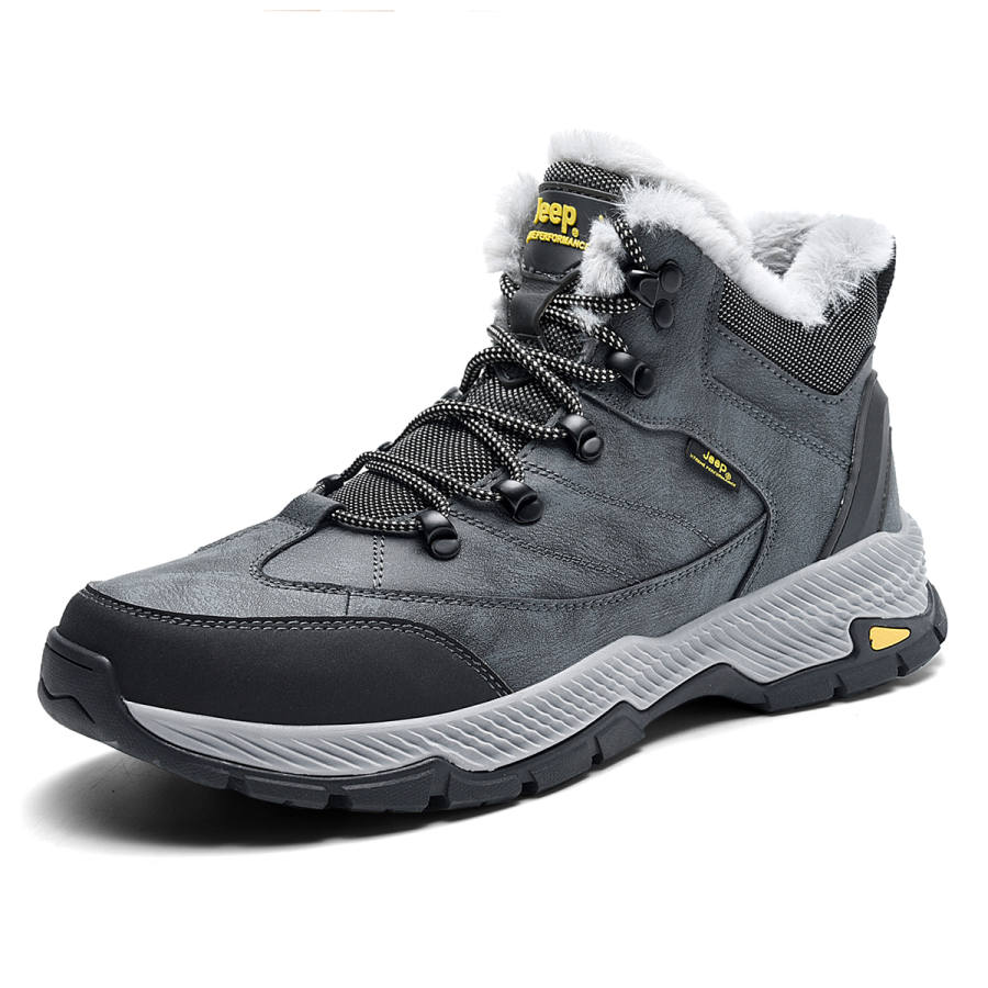 Jeep Textile, Split Cow Leather High top Outdoor Shoes Men's Black