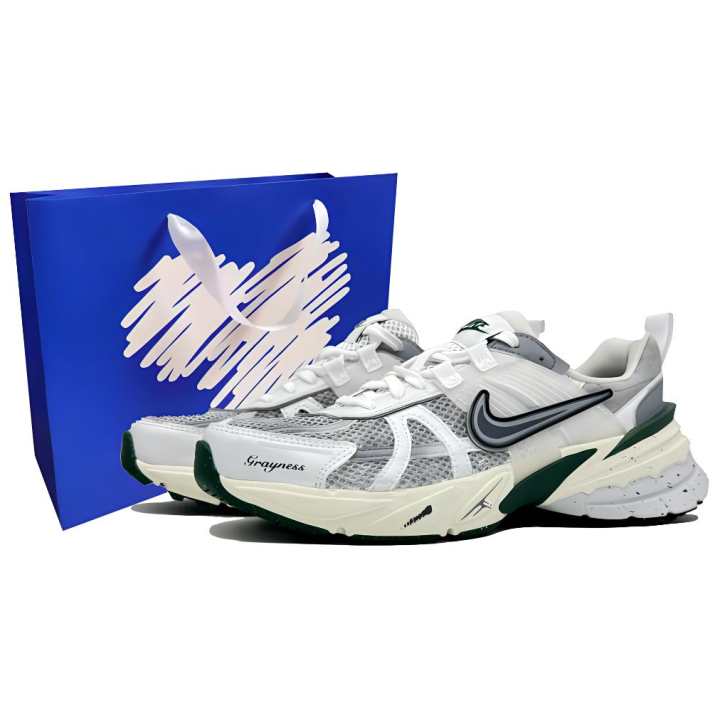 Nike Nike V2K Run Slip Resistant, Abrasion Resistant, Breathable, Lightweight Low top Casual Running Shoes Unisex White Gray