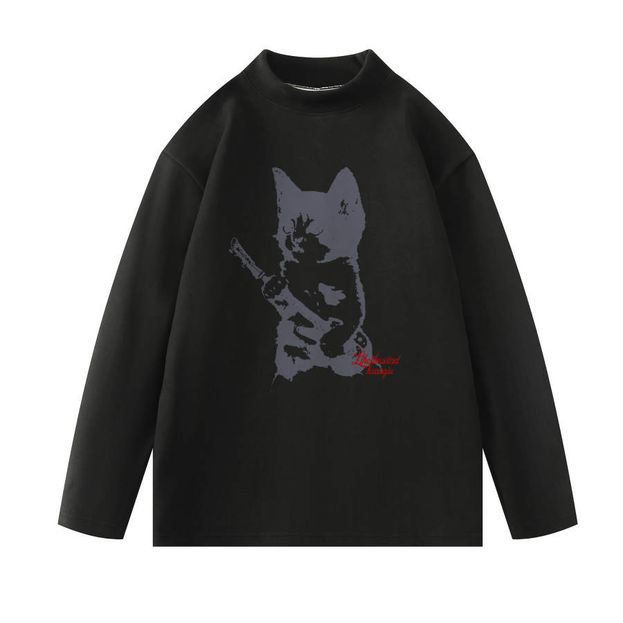 HUANQIU T Shirts Unisex Crew Neck Thickened And Fleece Lined Heavyweight