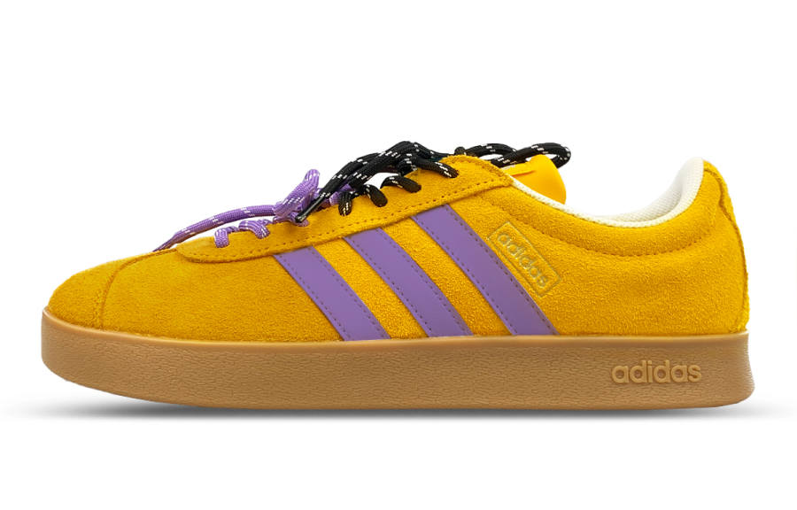 Adidas Adidas VL COURT 3.0 Slip Resistant Abrasion Resistant Low top Skateboard Shoes Unisex Yellow Purple