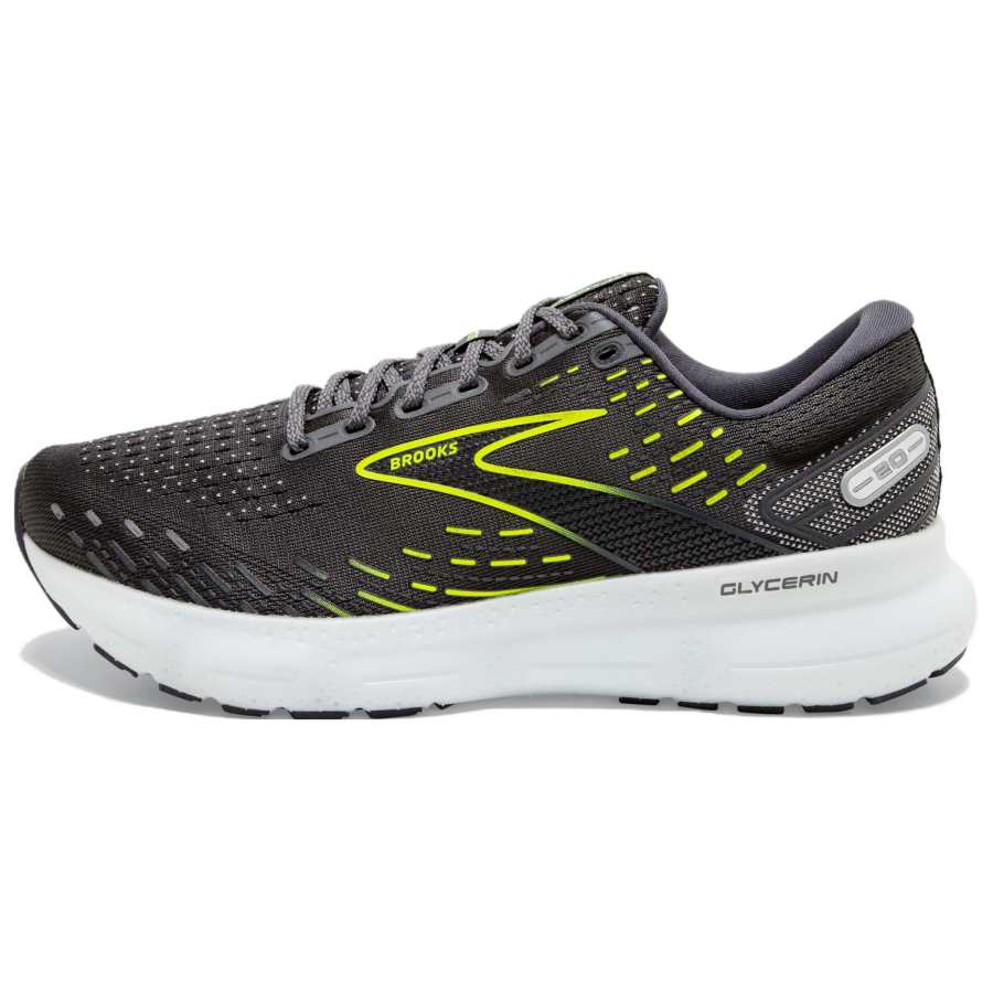 Brooks Glycerin 20 Cushioning Abrasion Resistant Cushioning, Wear Resistant Low top Running Shoes Men's Black
