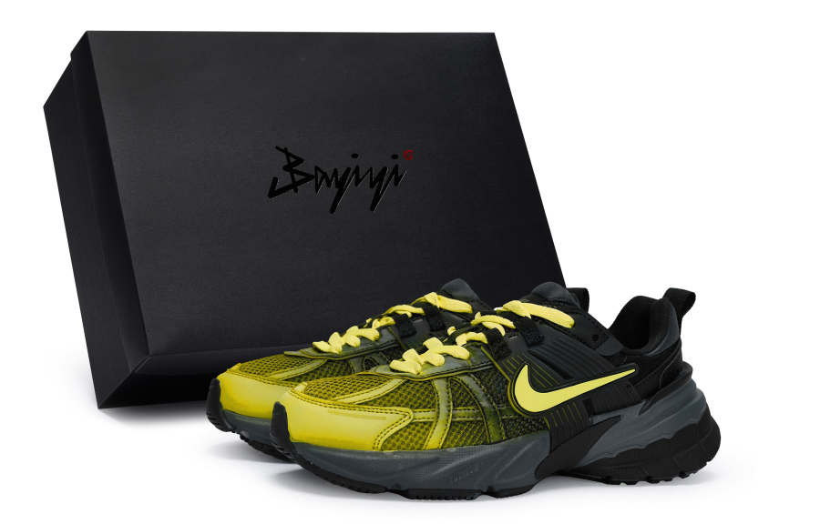 Nike Nike V2K Run Cushioning Abrasion Resistant Cushioning, Wear Resistant Low top Running Shoes Women's Black Yellow