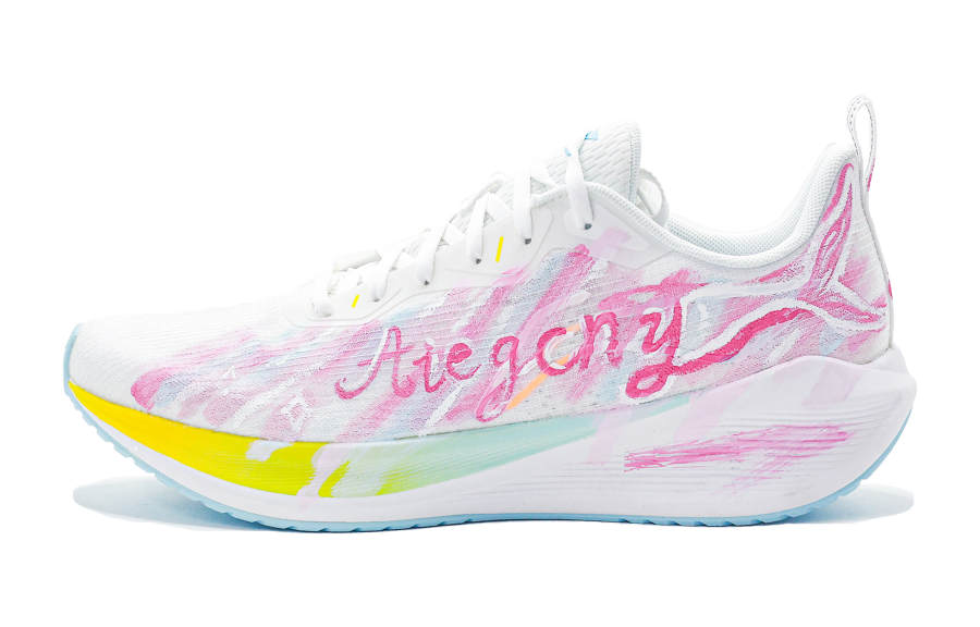 Li-Ning Li Ning Wuyue Cushioning Abrasion Resistant Breathable Low top Casual Running Shoes Men's White Pink Yellow