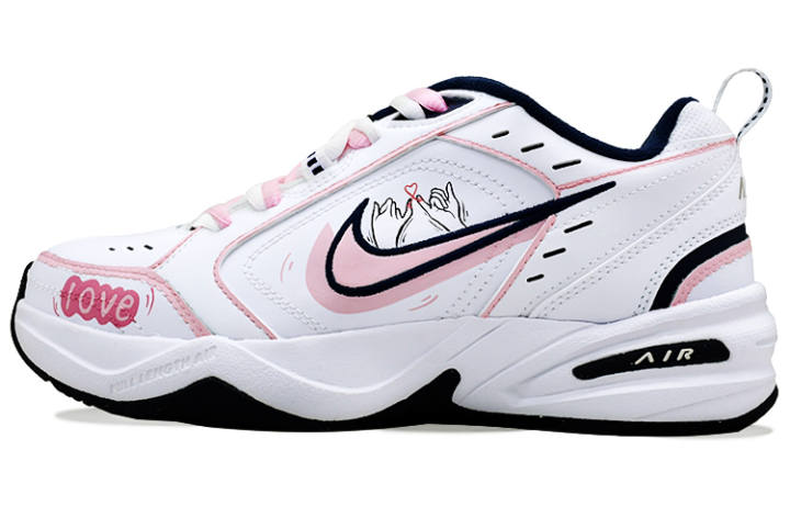Nike Nike Air Monarch 4 Pu Abrasion Resistant Support Low top Chunky Sneakers Unisex White Pink