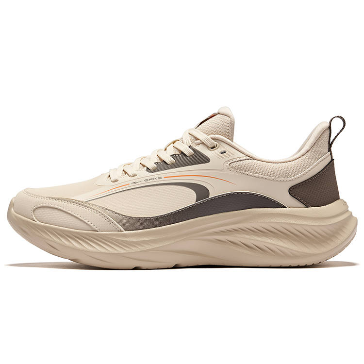 Erke Cushioning Rebound Low top Casual Running Shoes Men's Warm Linen Dried Wood Gray