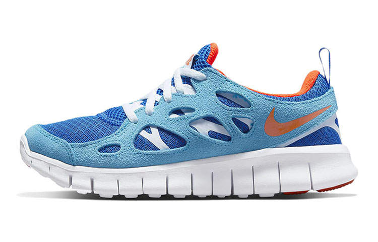 Nike Nike Free Run 2.0 Fashion Trend Cushioning Slip Resistant Abrasion Resistant Low top Running Shoes Women's Blue Orange