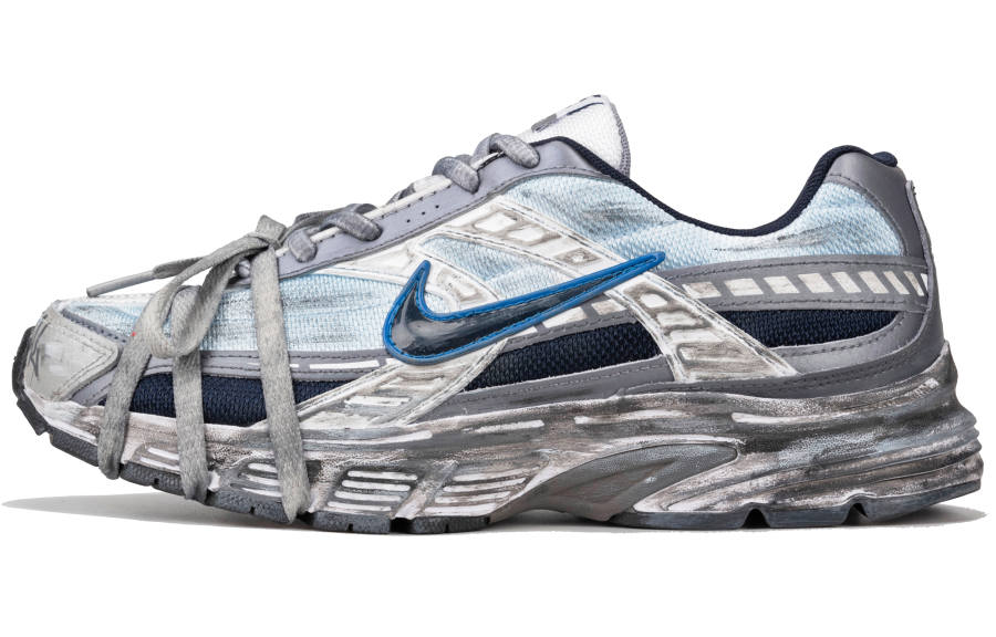 Nike Nike Initiator Textile, Leather Abrasion Resistant Breathable Low top Running Shoes Men's Gray Blue
