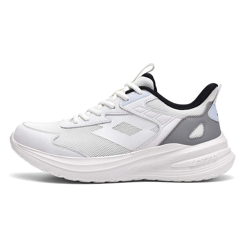 LOTTO Textile, Synthetic Leather Cushioning Slip Resistant Abrasion Resistant Low top Running Shoes Men's White Blue