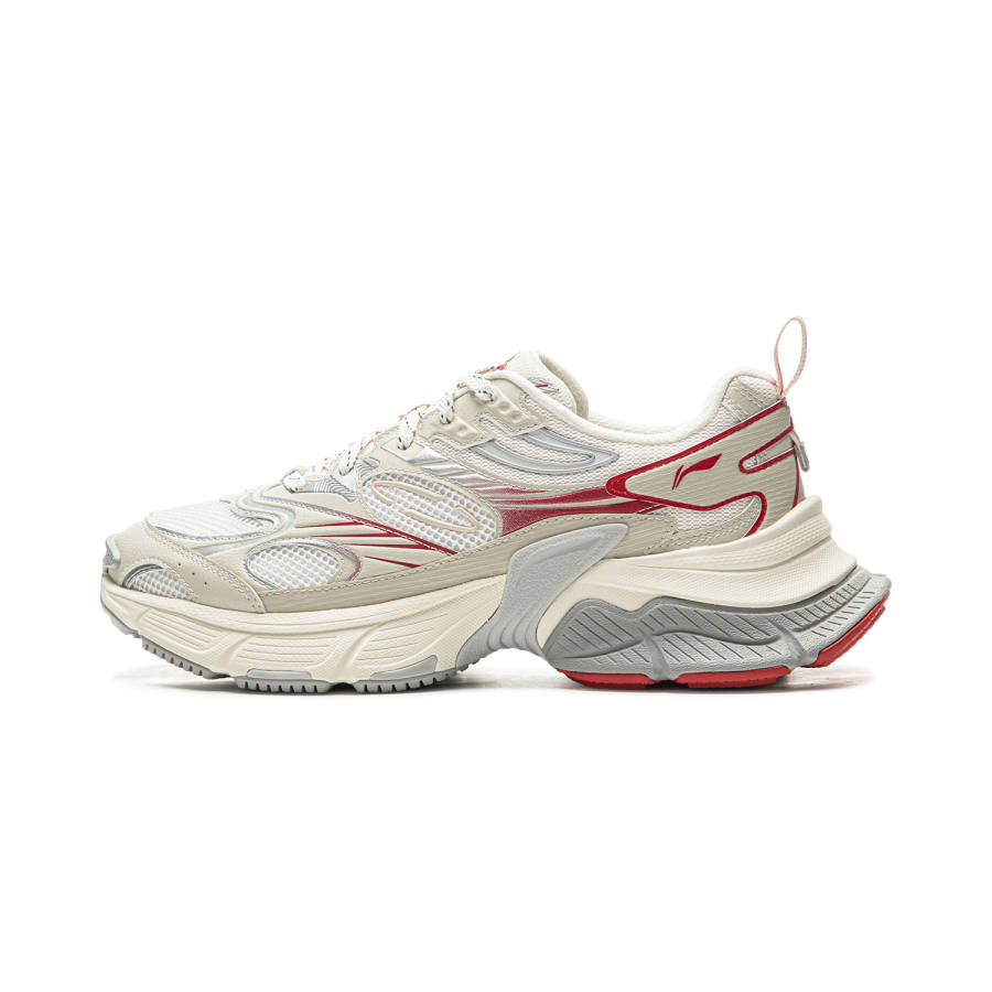 Li-Ning Li Ning Xingji Cushioning Slip Resistant Abrasion Resistant Breathable Low top Chunky Sneakers Men's White Red