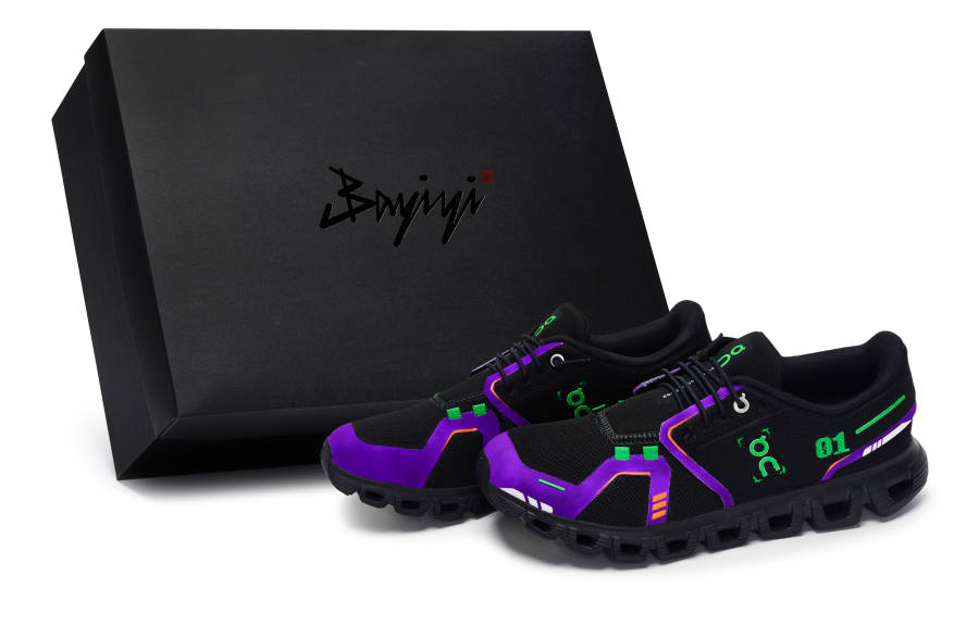 On Cloud 6 Abrasion Resistant Low top Running Shoes Men's Black Purple Green