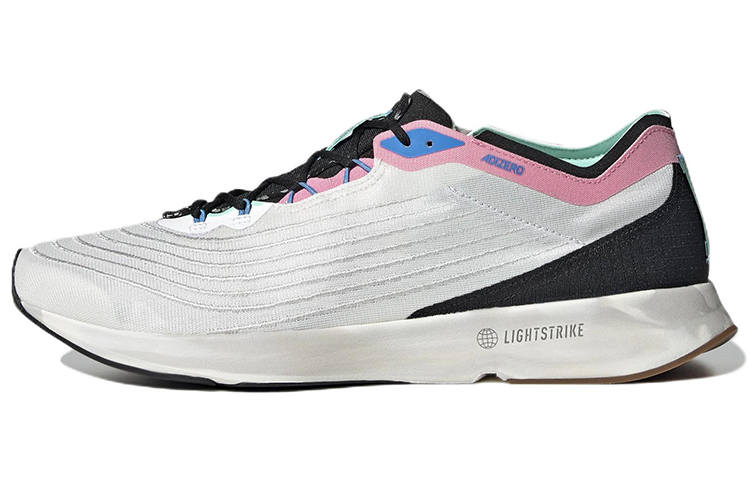 Adidas Adidas Adizero Comfortable Slip Resistant Abrasion Resistant Low top Running Shoes Men's White Black Pink