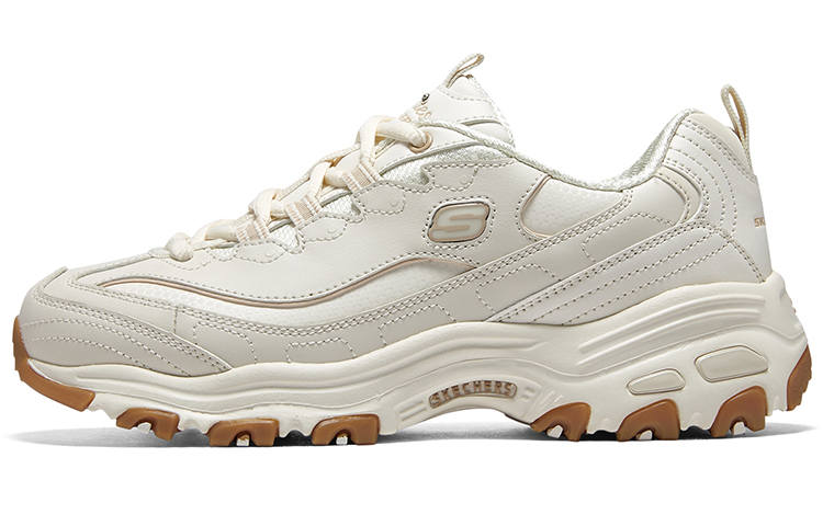 Skechers D'Lites 1.0 Cushioning Abrasion Resistant Lightweight Height Increasing Low top Chunky Sneakers Women's Beige