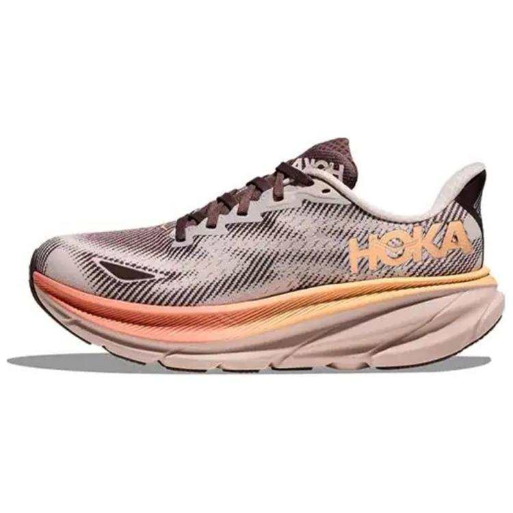 HOKA ONE ONE Clifton 9 Synthetic Leather, Textile Slip Resistant Abrasion Resistant Low top Running Shoes Women's Pink
