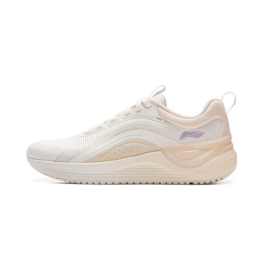 Li-Ning Li Ning Cushioning Slip Resistant Abrasion Resistant Lightweight Low top Running Shoes Women's White Orange
