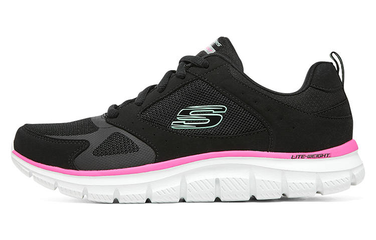 Skechers TRACK Fabric Low top Casual Running Shoes Women's Black Pink